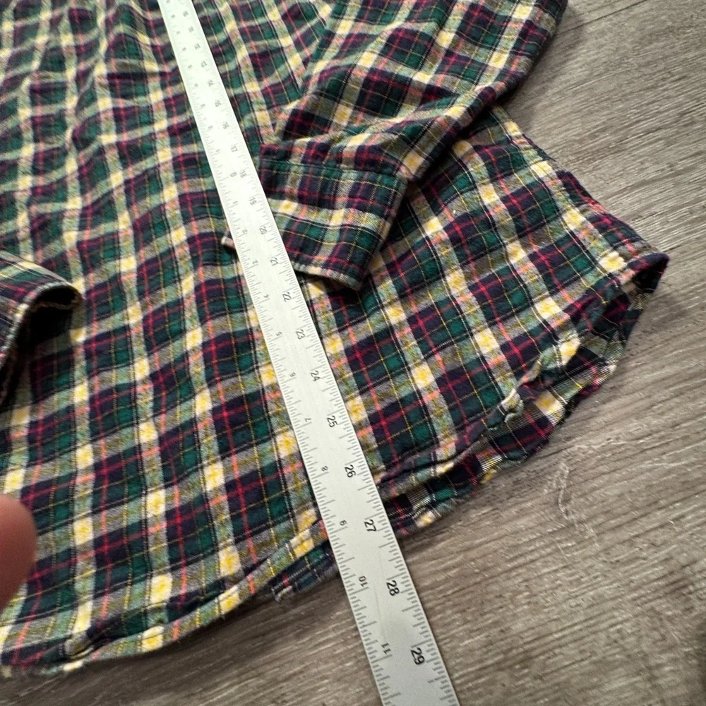 J‎ Crew Shirt Mens Medium Green Plaid Brushed Twill Slim Fit Flannel OCBD Preppy